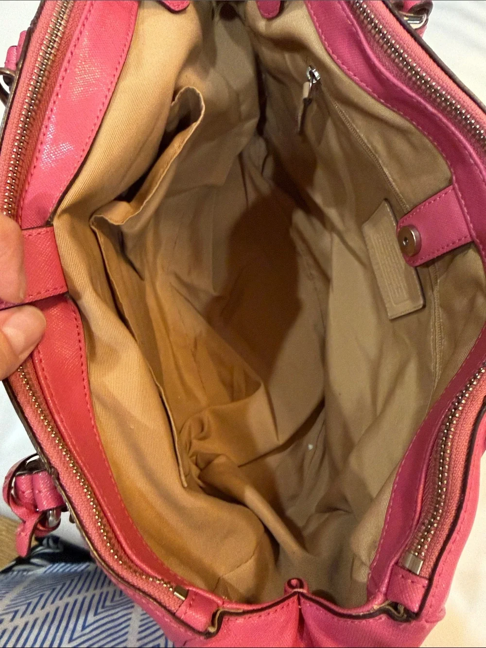 Coach Hot Pink Shoulder Bag with Floral Charm